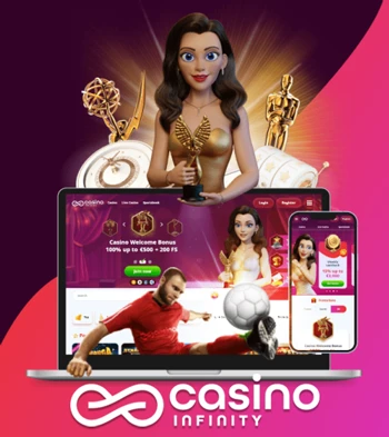 www.CasinoInfinity.com · 500€ as welcome bonus + 200 free spins