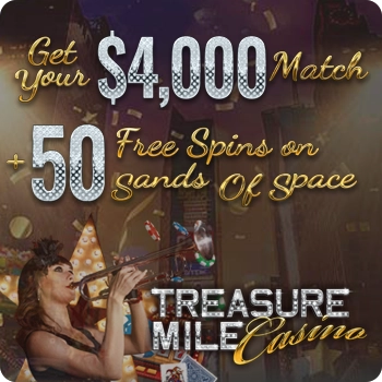 www.TreasureMile.com - 50 free spins welcome bonus!