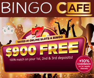 www.BingoCafe.com – Casino & Bingo • $ 900 Úvodný bonus