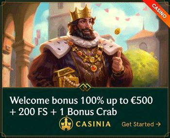 www.Casinia.com · The Kingdom of gambling · $500 bonus