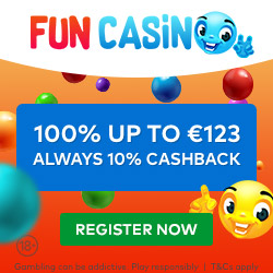 www.FunCasino.com - 10 free spins + €123 welcome bonus