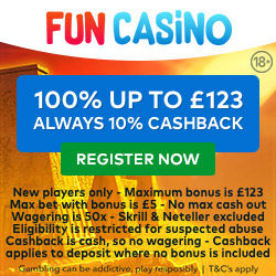 www.FunCasino.com - Up to £123 welcome bonus + 10 Fun Spins!