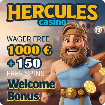 www.HerculesCasino.com · 20 Free Spins and Wager-Free Bonuses