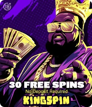 www.KingSpin.io · 30 Free Spins No-Deposit Bonus for Danish Players