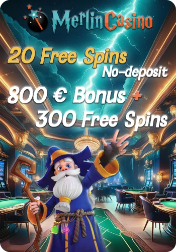 www.MerlinCasino.com · Enter Merlin’s Realm of Wager-Free Wins