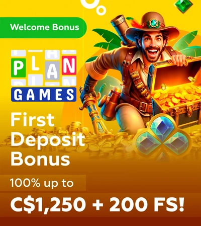 www.Plangames.com · $6,200 CAD in Bonuses + 800 Free Spins