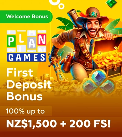 www.Plangames.com · $7,400 NZD in Bonuses + 800 Free Spins