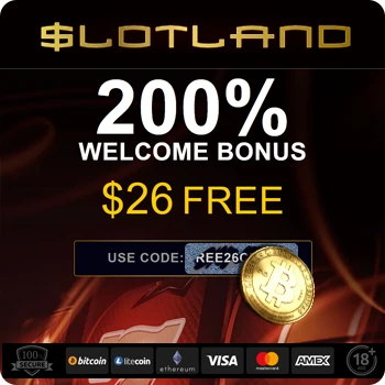 www.Slotland.eu - $26 Free Bonus · No deposit needed