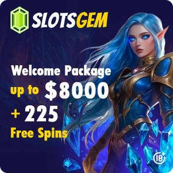 www.SlotsGem.com · Up to C$8,000 + 225 Free Spins