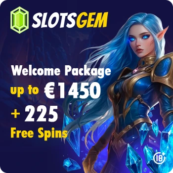 www.SlotsGem.com · Up to €1,450 + 225 Free Spins