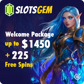 www.SlotsGem.com · Up to $1,450 + 225 Free Spins