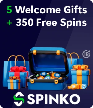 www.Spinko.co · 5 Welcome Gifts + 350 Free Spins