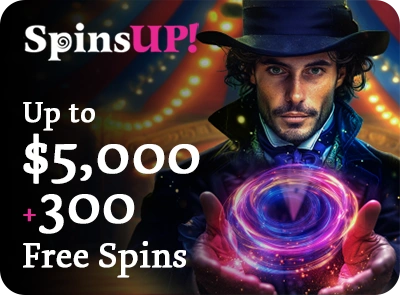 www.SpinsUp.com · $5,000 AUD in Bonuses + 300 Free Spins